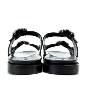 MANOLO BLAHNIK ハンギシ サンダル フラット サテン ビジュー 23cm ブラック