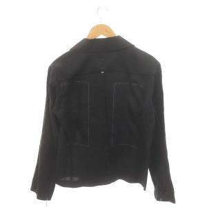 ISSEY MIYAKE シャツ 長袖 フロントボタンリネン 3 L 黒 ブラック