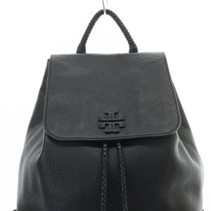 TORY BURCH フリンジ レザー ロゴ リュックサック 黒 ブラック