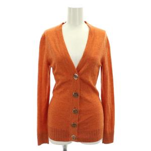 カーディガン ロゴボタン ウール XS オレンジ