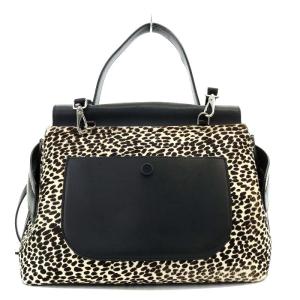 TOD'S ウェーブバッグ ハンドバッグ ハラコ レザー ブラウン ブラック