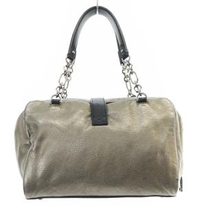 LOEWE ローラ26 ハンドバッグ メタリック アナグラム シルバー色 ブラック