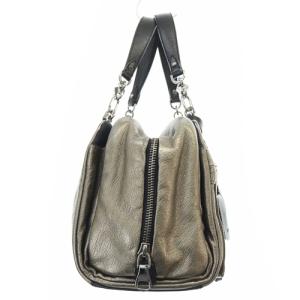 LOEWE ローラ26 ハンドバッグ メタリック アナグラム シルバー色 ブラック