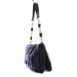 ANYA HINDMARCH ワンショルダーバッグ トート 肩掛け チェーン プリーツ レザー 黒 ブラック