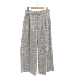 22AW クロップドワイドパンツ チェック タック ベルト付き 38 グレー