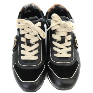 COACH スニーカー レザー 切替 23cm 黒 ブラック