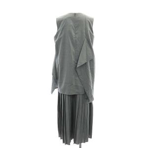 ENFOLD 24AW SQUARE DRAPE DRESS プリーツワンピース ノースリーブ 38 グレー