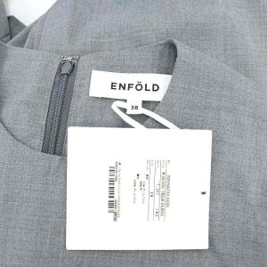 ENFOLD 24AW SQUARE DRAPE DRESS プリーツワンピース ノースリーブ 38 グレー