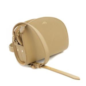 A.P.C. ハーフムーン ミニ ショルダーバッグ レザー ロゴ 茶色 ブラウン