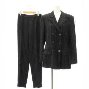 classics スーツ セットアップ 上下 ストライプ ダブルジャケット パンツ スラックス 42 黒