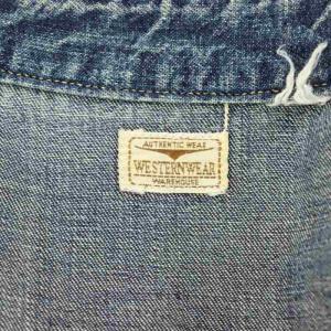 WAREHOUSE Lot 3001 WESTERN SHIRTS デニムシャツ ダンガリーシャツ 長袖 スナップボタン 青 ブルー