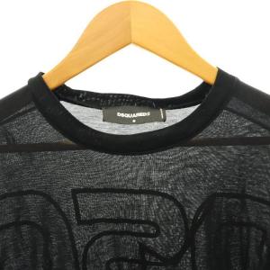 DSQUARED2 TECHNO LEAF バックプリント 薄手トップス Tシャツ カットソー 長袖 S 黒 白 赤