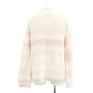 gelato pique 二点セット ボーダークルーネックモコモコトップス ショートパンツ 上下 ニット ルームウエア 長袖 プルオーバー F ピンク