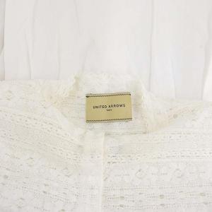 UNITED ARROWS レースギャザーブラウス 長袖 前開き 36 オフホワイト