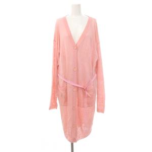 MM6 リネン ベルテッド ロングカーディガン 長袖 S ピンク