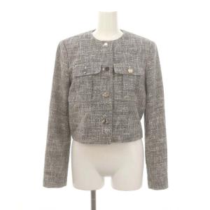 24SS Tweed Canvas SH Mil JKT ツイードジャケット ノーカラー クロップド丈 総裏地 0 白 黒