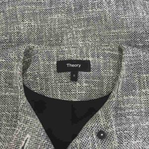 Theory 24SS Tweed Canvas SH Mil JKT ツイードジャケット ノーカラー クロップド丈 総裏地 0 白 黒