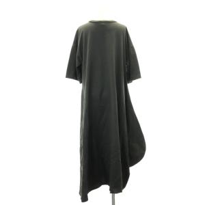 ENFOLD 22AW シルケット天竺 アシンメ5分袖DRESS ワンピース ロング丈 マキシ丈 半袖 コットン38 M チャコールグレー