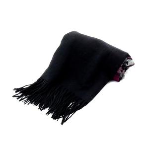 Yohji Yamamoto POUR HOMME ストール チェック フリンジ ブラック グレー パープル