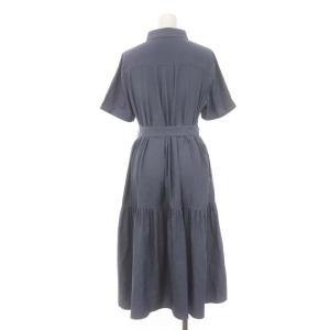 BLUE LABEL CRESTBRIDGE 24SS スラブシャンブレーツイルドレス ワンピース ロング 半袖 ティアード 36 紺 ネイビー /DO