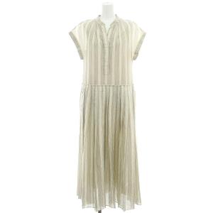 22SS オーガニックシアーコットン バンドカラーワンピース ロング 36 S ベージュ /SY OS