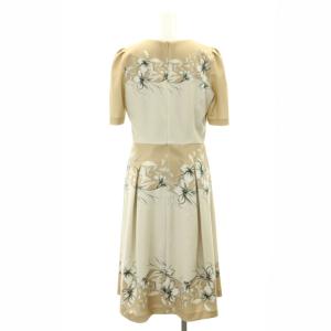 GRACE CONTINENTAL 22AW フラワープリントバイカラードレス ひざ丈 半袖 バックファスナー 38 M マルチカラー