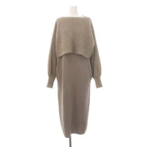 ショートトップセットニットワンピース セーター 長袖 ロング 36 グレージュ