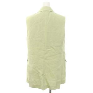 ebure 22SS ボタニカルミディアムリネン ノースリーブジャケット ジレ 38 ライトグリーン