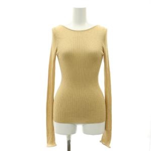24SS ラメシアーリブニットトップ トップス カットソー 長袖 36 ベージュ /HK OS