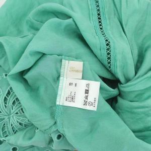 Grace Class 24SS ヤシ柄カットワークトップ ブラウス プルオーバー 長袖 タッセル 36 緑 エメラルドグリーン