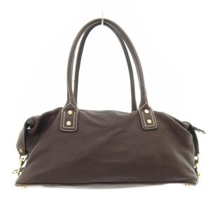 CELINE レザーボウリングバッグ ハンドバッグ ロゴ 茶色 ブラウン