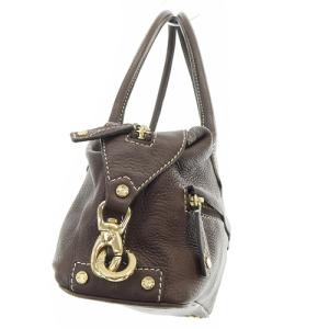 CELINE レザーボウリングバッグ ハンドバッグ ロゴ 茶色 ブラウン