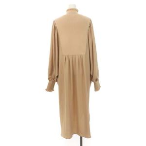 ADORE ニットドッキングジョーゼットブラウス 長袖 チュニック ハイネック 38 ベージュ