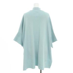 ADORE 23AW ドライストレッチニットトップス カットソー 七分袖 ハイネック チュニック丈 38 水色 ライトブルー