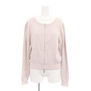 ELIZE CARDIGAN カーディガン ニット 長袖 ロゴ刺繍 ジップアップ シルク混 カシミヤ混 40 ピンク 43426