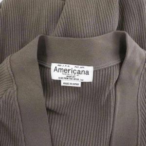 AMERICANA SKINNY LONG カーディガン リブ ?Xネック コットン ロング 長袖 モカグレー