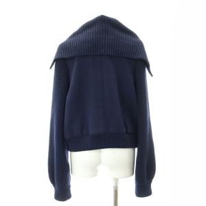 Chloe ニットジャケット ブルゾン 切替 セーラーカラー 38 紺 ネイビー