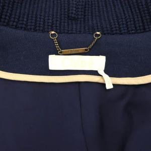Chloe ニットジャケット ブルゾン 切替 セーラーカラー 38 紺 ネイビー