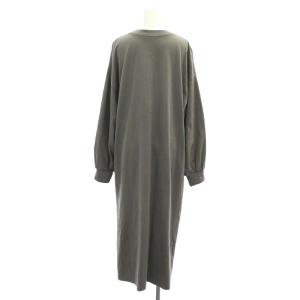 HYKE LONG-SLV DRESS カットソーワンピース ミモレ ロング 長袖 クルーネック グレー