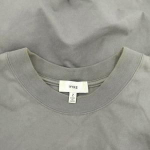 HYKE LONG-SLV DRESS カットソーワンピース ミモレ ロング 長袖 クルーネック グレー