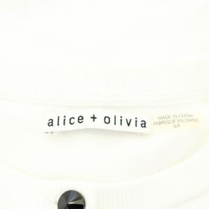 alice + olivia スイカモチーフ コットン ビジュー カーディガン ニット 長袖 S/P 白 ホワイト マルチカラー