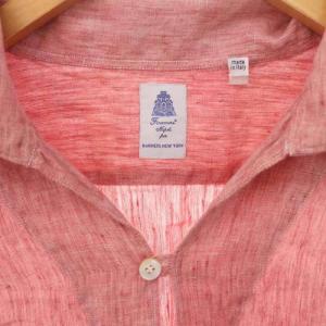 Finamore プルオーバーシャツ 長袖 リネン L 赤 レッド