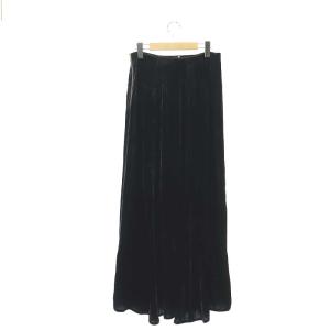 Deuxieme Classe ベルベット マキシスカート ロング フレア 38 濃紺 ダークネイビー