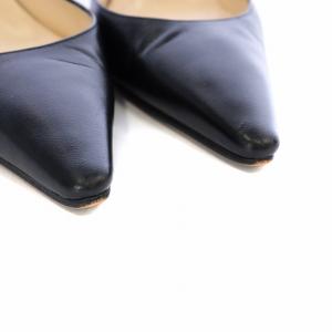MANOLO BLAHNIK ミュールパンプス ポインテッドトゥ ハイヒール バックストラップ レザー 36 23.0cm 黒 ブラック