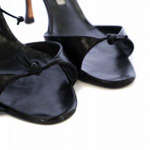 MANOLO BLAHNIK ストラップサンダル ミュール ラウンドトゥ ハイヒール レザー 36 23.0cm 黒 ブラック