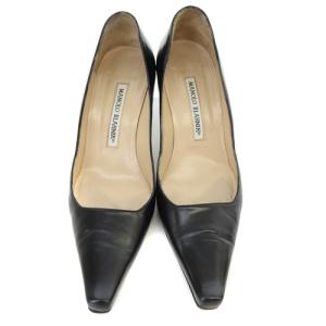 MANOLO BLAHNIK レザー パンプス ピンヒール 36.5 23.5cm 黒 ブラック
