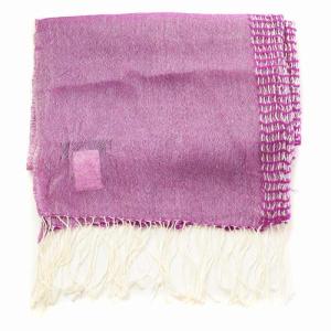 Y's ヨウジヤマモト YOHJI YAMAMOTO カシミヤリネンストール ショール フリンジ 麻 メッシュ 切替 紫 パープル