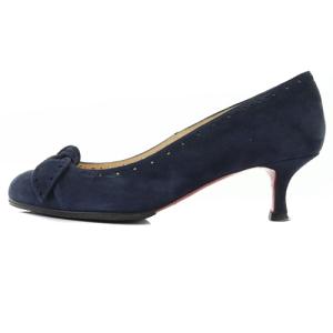 Christian Louboutin スエード リボン パンプス ピンヒール 37 24cm 紺 ネイビー