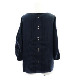 ADORE ハイブリッドツイル リネン ブラウス 七分袖 38 紺 ネイビー /HK OS