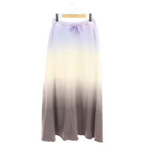 22SS ダンゾメミニ裏毛スカート ロング マキシ丈 フレア グラデーション 36 紫 グレー アイボリー